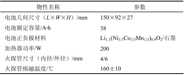 电池物性参数